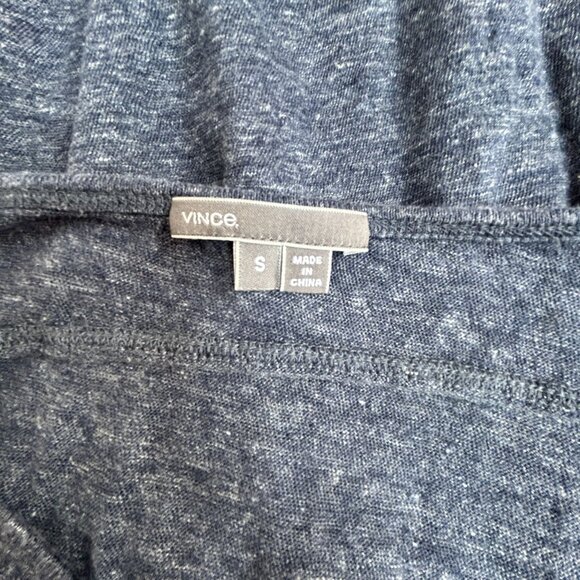 Vince Womens V-Neck Short Sleeve Top Small Linen Heathered Navy Casual Relaxed - Picture 3 of 8